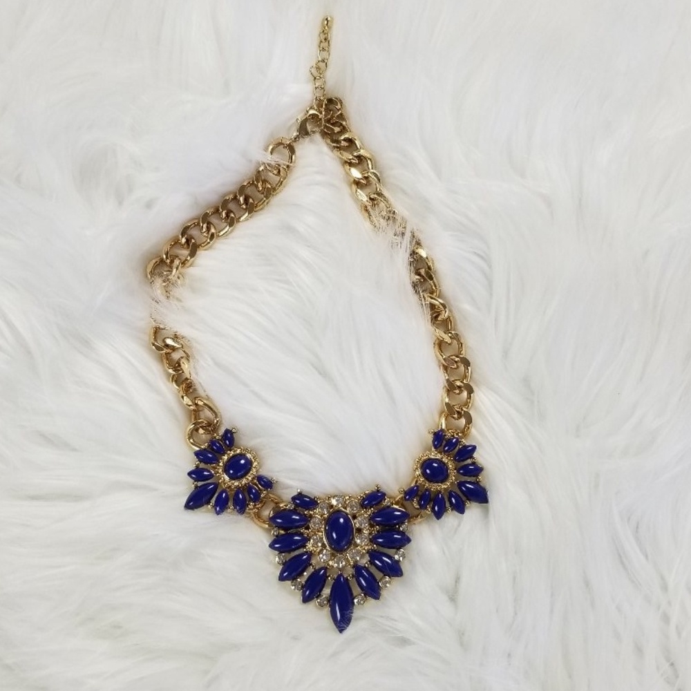 Navy Blue & Gold Statement Necklace